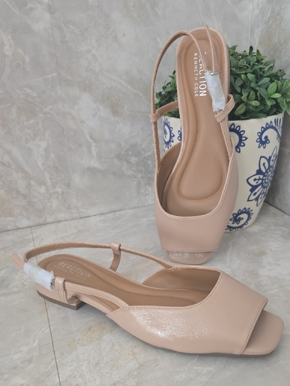 Kenneth Cole Reaction Blush Tan Open-Toe Slingback Mules